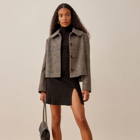 Reformation Dillon Jacket in Brown Plaid size XS - Picture 2 of 10